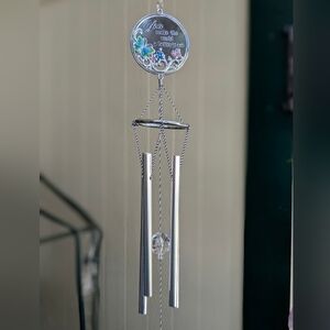 Silver color wind chimes, butterflies "You Make The World A Better Place"